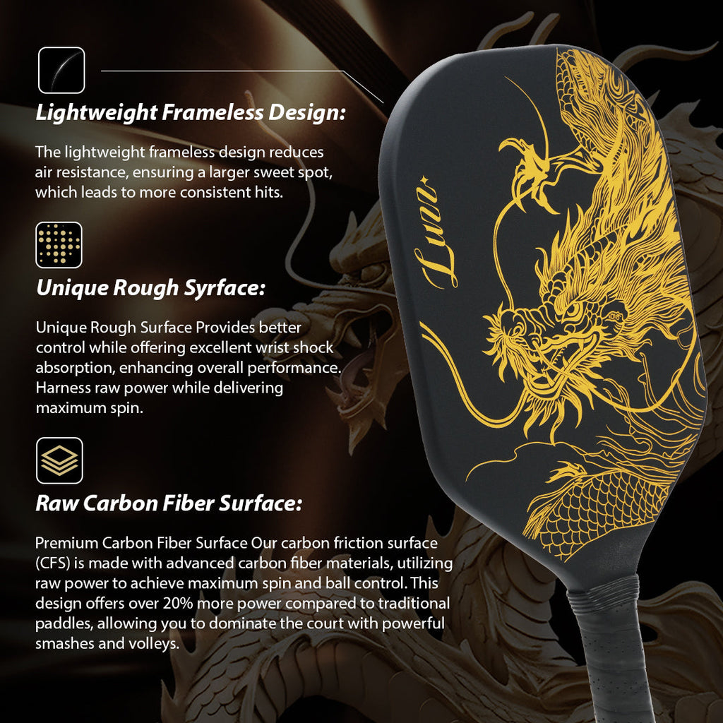 pickleball Imperial Dragon Paddle(14mm)T700 Carbon Friction Surface|Thermoformed- Limited Collection