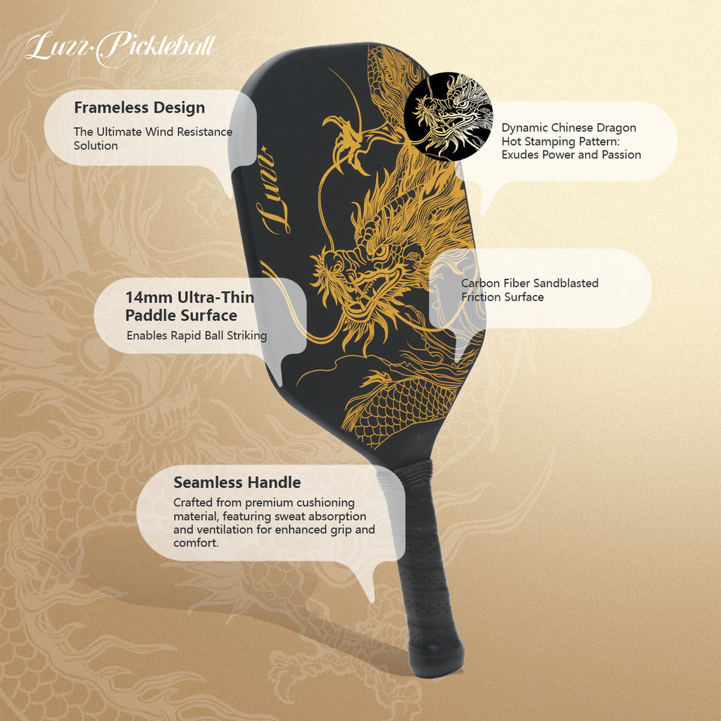 pickleball Imperial Dragon Paddle(14mm)T700 Carbon Friction Surface|Thermoformed- Limited Collection
