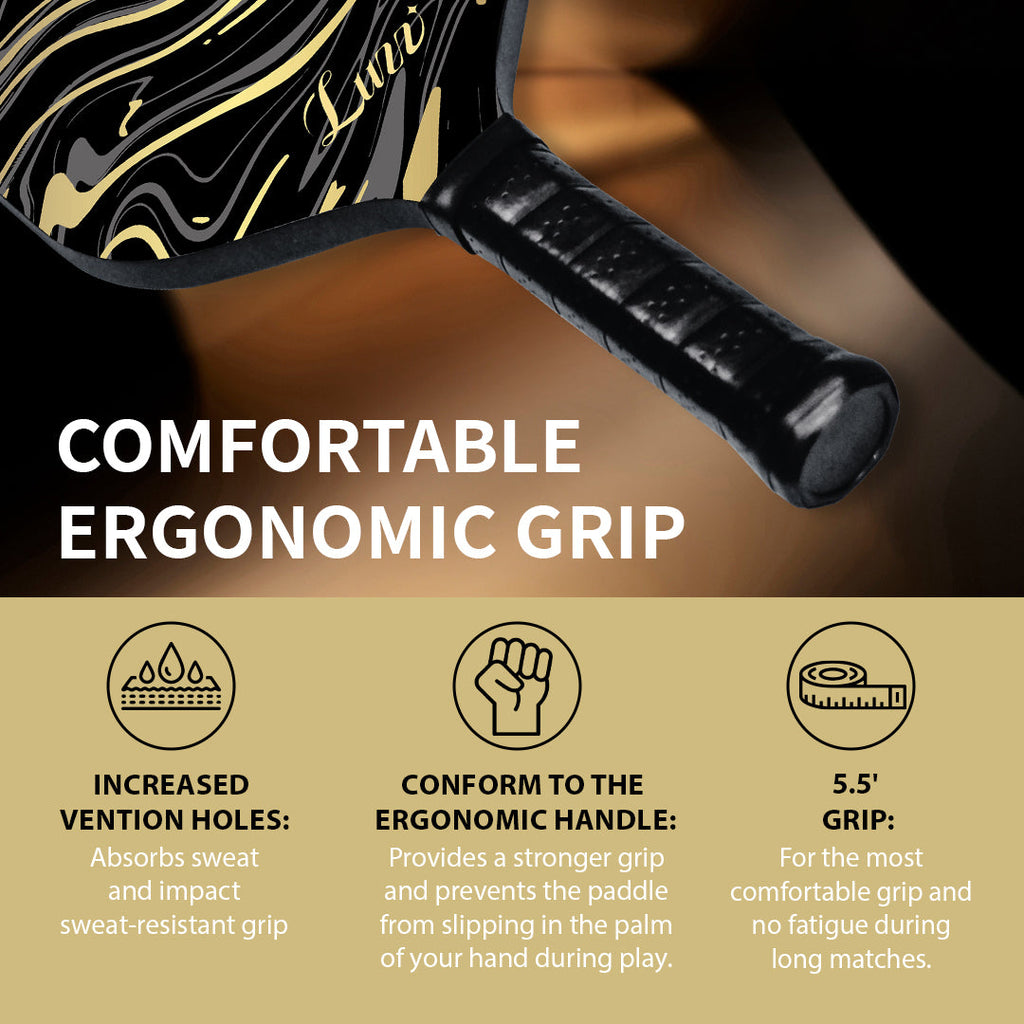 pickleball GoldenVeil Paddle - Lightweight, Frameless, T700 RAW Carbon Fiber, Ergonomic Grip- Limited Collection