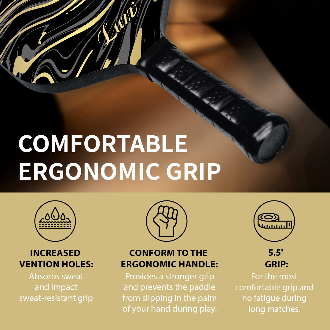 pickleball GoldenVeil Paddle - Lightweight, Frameless, T700 RAW Carbon Fiber, Ergonomic Grip- Limited Collection