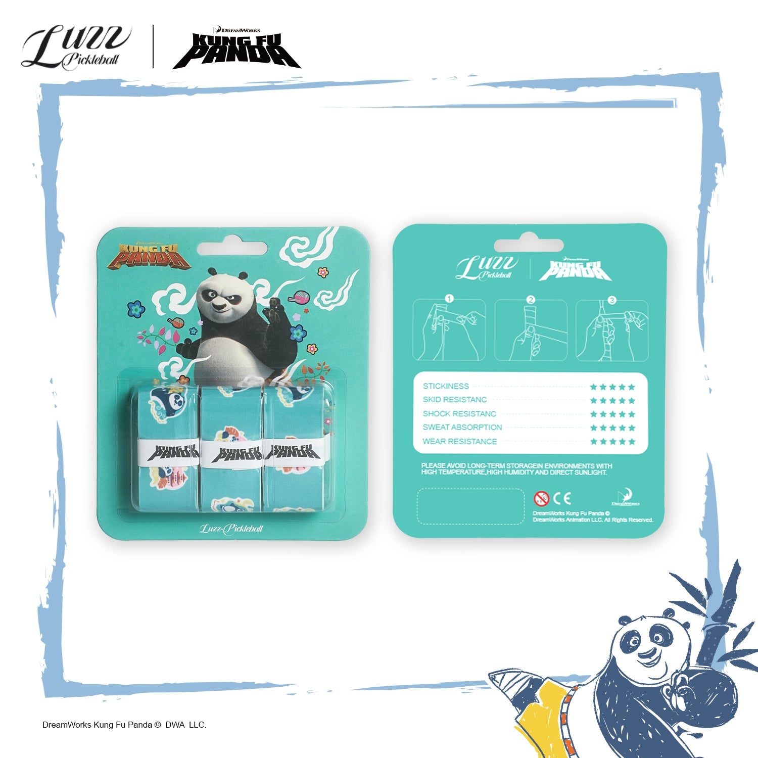  x Kung Fu Panda Professional Pickleball Paddle Grip Tape